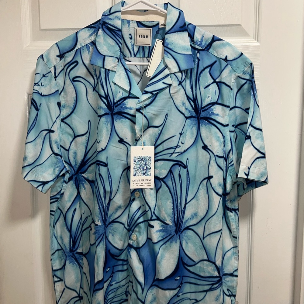ROWM Artist‎ Series No. 1 Floral Print Short Sleeve Button Up Shirt